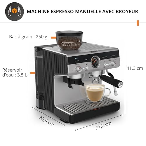 Krups XP801T10 espressomachine met bonen — detail 1