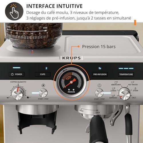 Krups XP801T10 espressomachine met bonen — detail 5