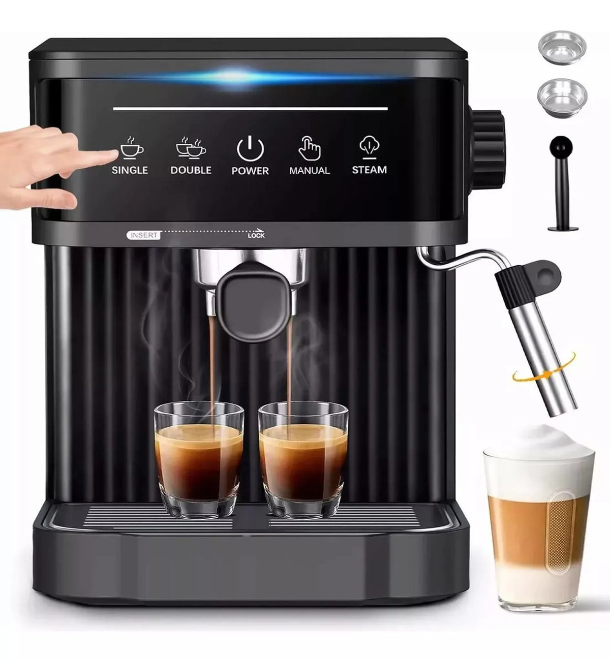 Espressomachine 20 bar met aanraakbediening en 1,8 liter