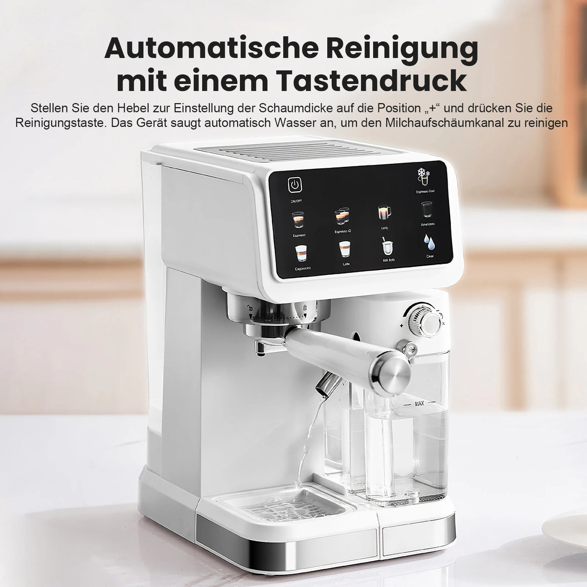 Witte espressomachine 20 bar met aanraakscherm — detail 4