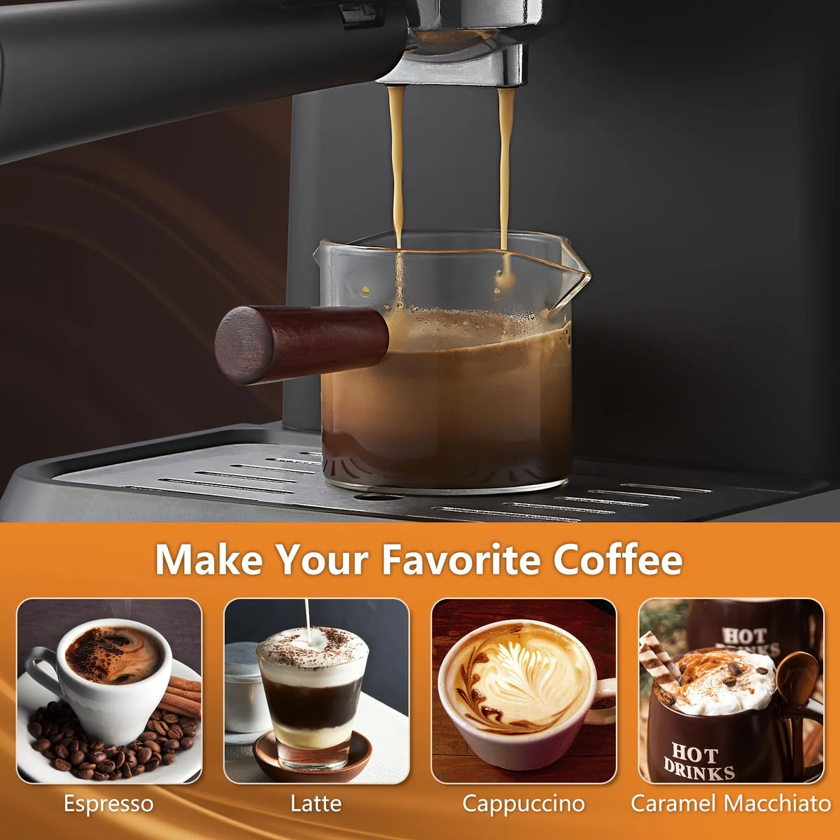 Aeomjk espressomachine met reservoir van 1,5 liter — detail 1