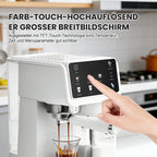 Witte espressomachine 20 bar met aanraakscherm — productaanzicht
