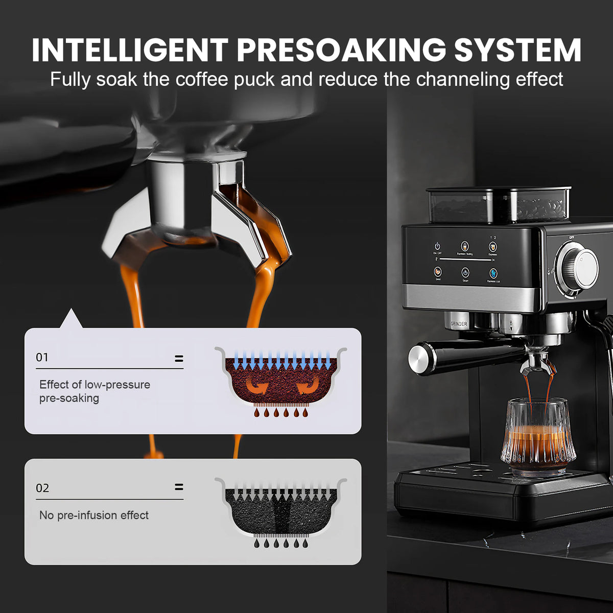 Espressomachine met koffiemolen en voorinfusie — detail 4