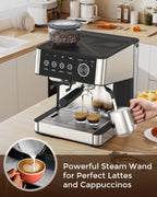 Espressomachine met 30 maalstanden en reservoir van 2,3 liter