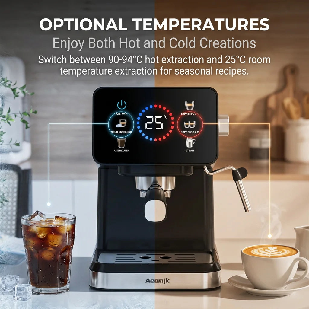 Espressomachine met 51 mm filterhouder en temperatuurdisplay — detail 1