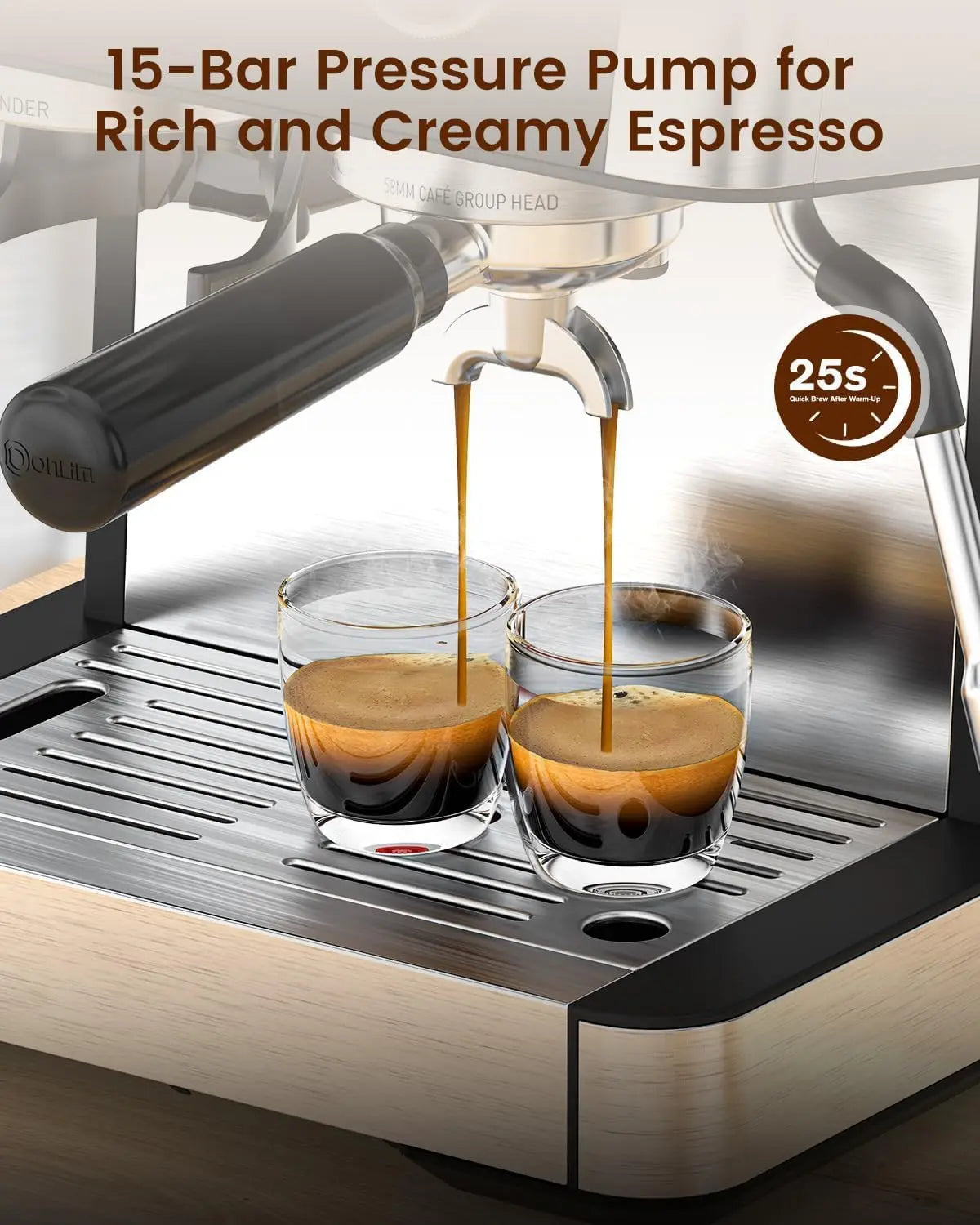 Espressomachine met 30 maalstanden en reservoir van 2,3 liter