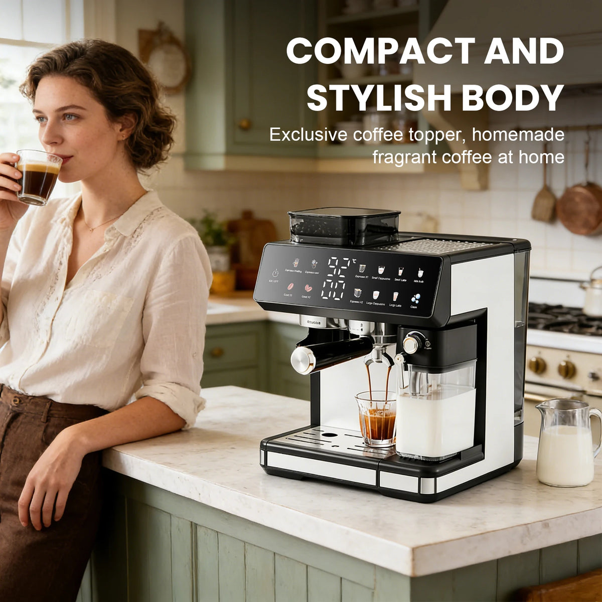 Espressomachine met koffiemolen en TFT-aanraakscherm — detail 4