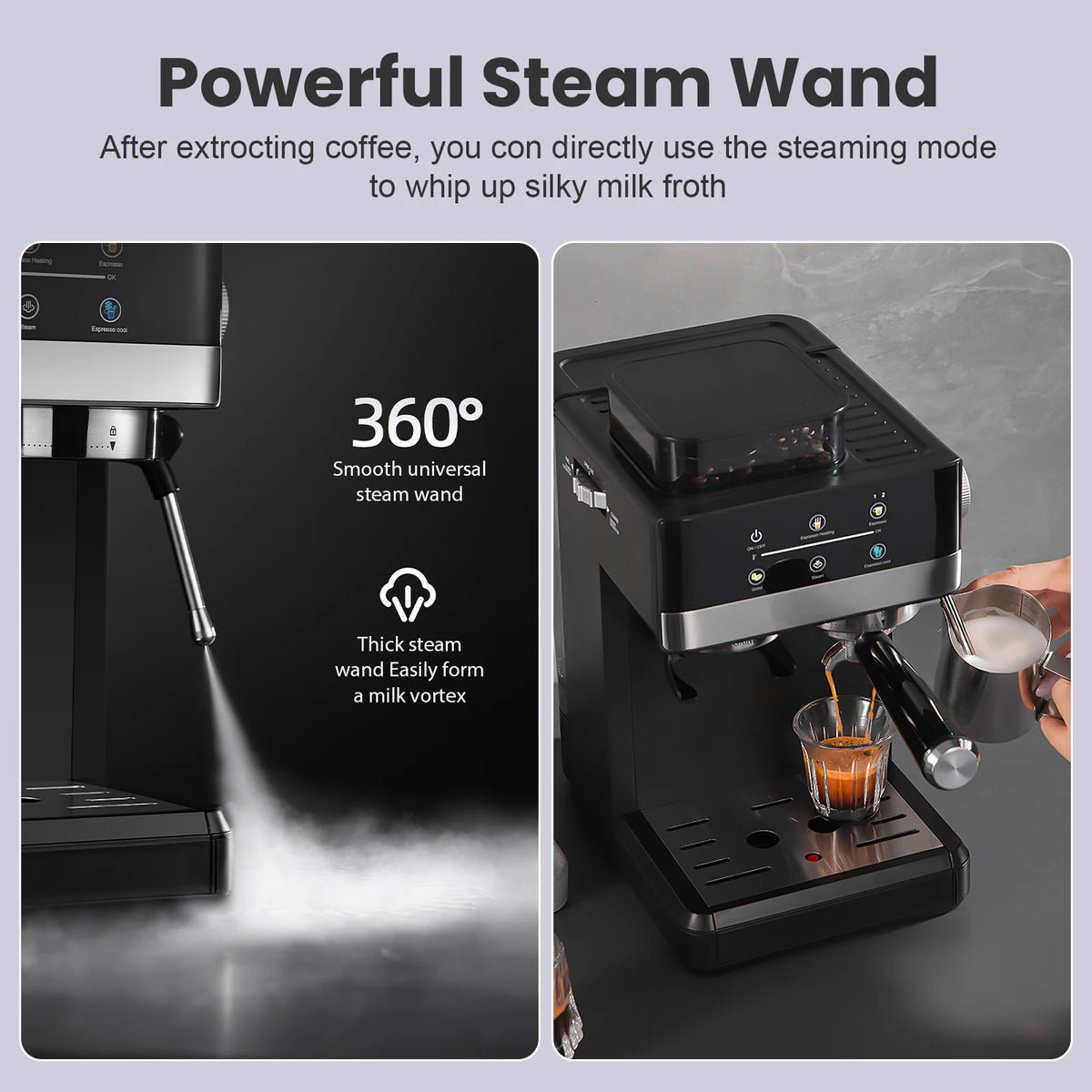 Espressomachine met koffiemolen en voorinfusie — detail 5