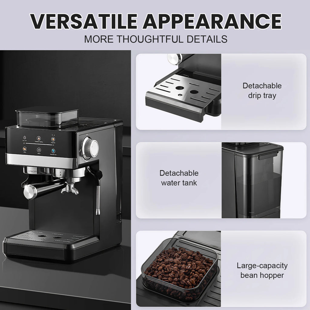Espressomachine met koffiemolen en voorinfusie — detail 2