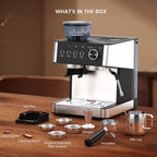 Espressomachine met 30 maalstanden en reservoir van 2,3 liter