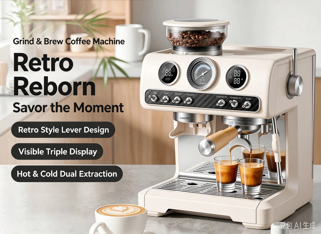 Espressomachine met koffiemolen en dubbele pomp — productaanzicht