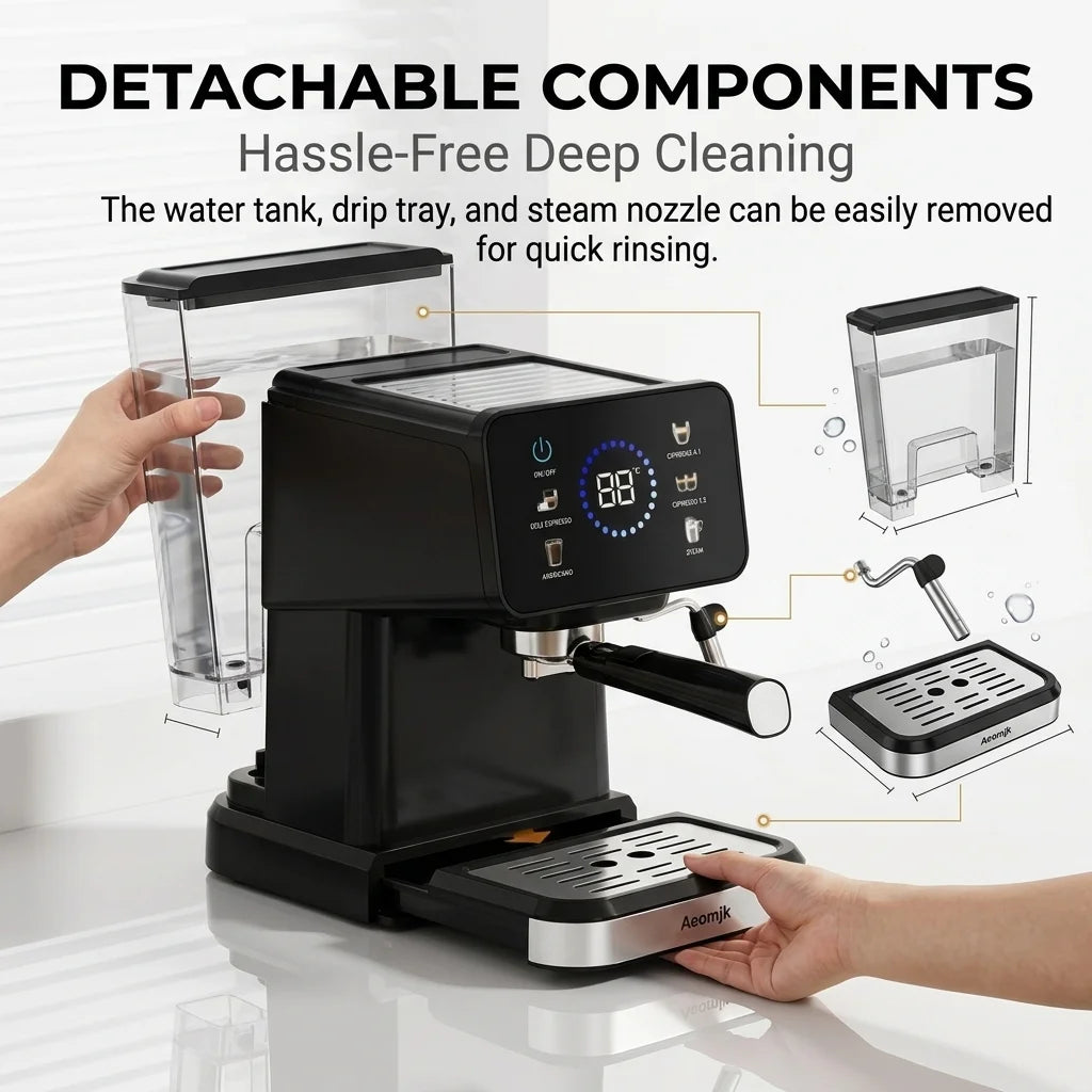Espressomachine met 51 mm filterhouder en temperatuurdisplay — detail 5
